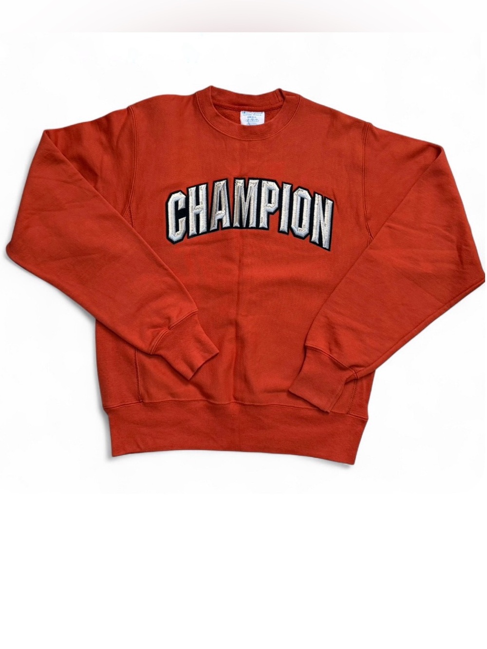 Embroidered Champion Logo Crewneck in Rust Orange